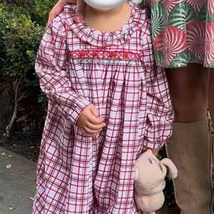 Cecil and Lou 3T Smocked Red and Green Plaid Long-Sleeve Outfit